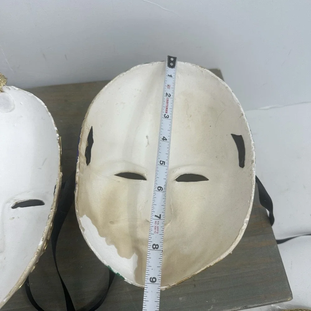 Lot Of 2 Venetian Mardi Gras Mask MASQUERADE CARNIVAL PARTY Gold Hand Painted